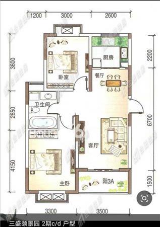 三盛颐景园82.93平方米整租中装