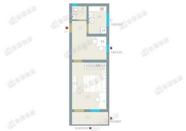 路港大院40.97㎡简装押一付一